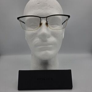 Police VPLD80K Titanium Eyeglass Frames Only Black Rectangular COL.0530 w/Case